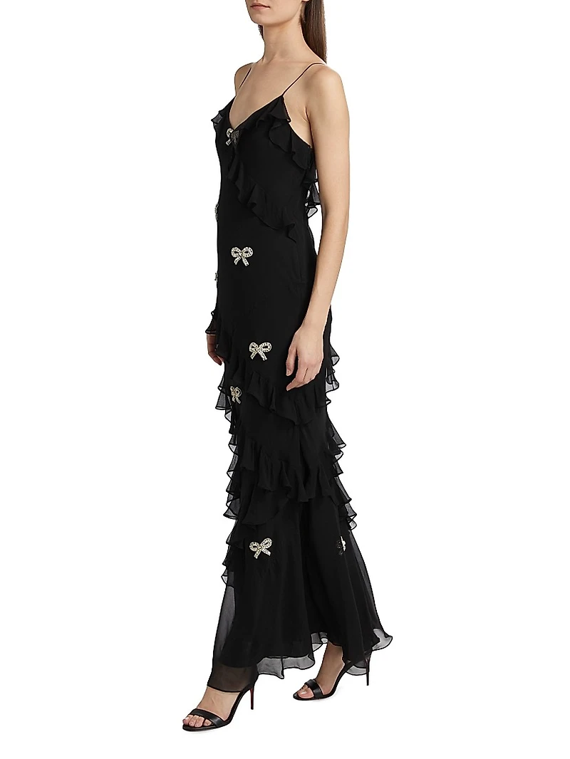 Crystal Bow Rialto Silk Dress