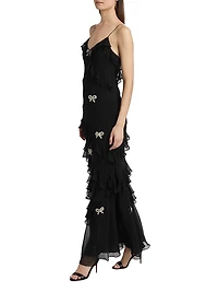 Crystal Bow Rialto Silk Dress