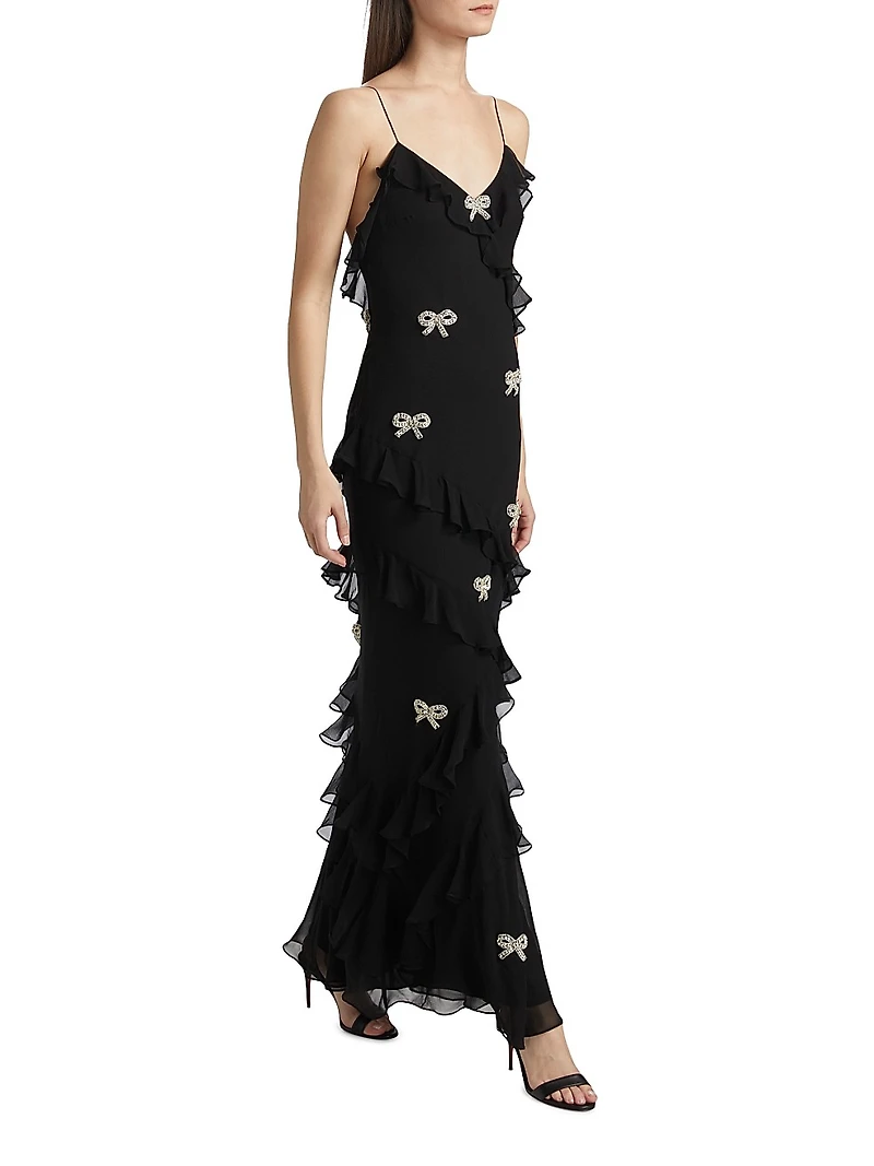 Crystal Bow Rialto Silk Dress