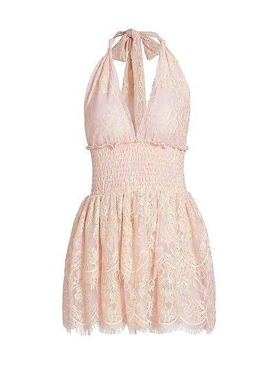 Fringe Deanna Lace Halterneck Minidress