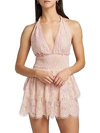 Fringe Deanna Lace Halterneck Minidress