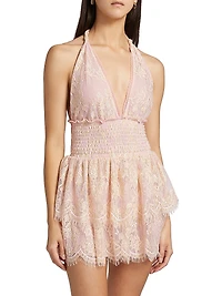 Fringe Deanna Lace Halterneck Minidress