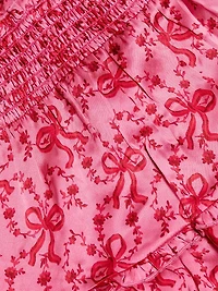 Quintelle Floral-Bow Print Ruffle Halter Minidress