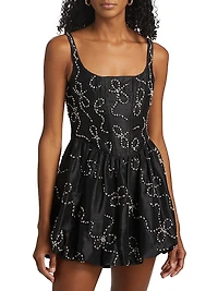 Crystal Bow Shantung Brookhaven Minidress