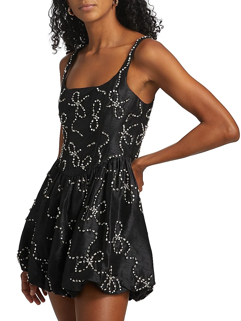 Crystal Bow Shantung Brookhaven Minidress