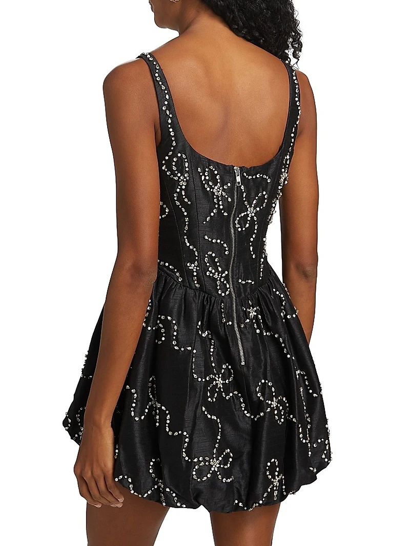 Crystal Bow Shantung Brookhaven Minidress