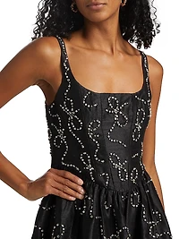 Crystal Bow Shantung Brookhaven Minidress