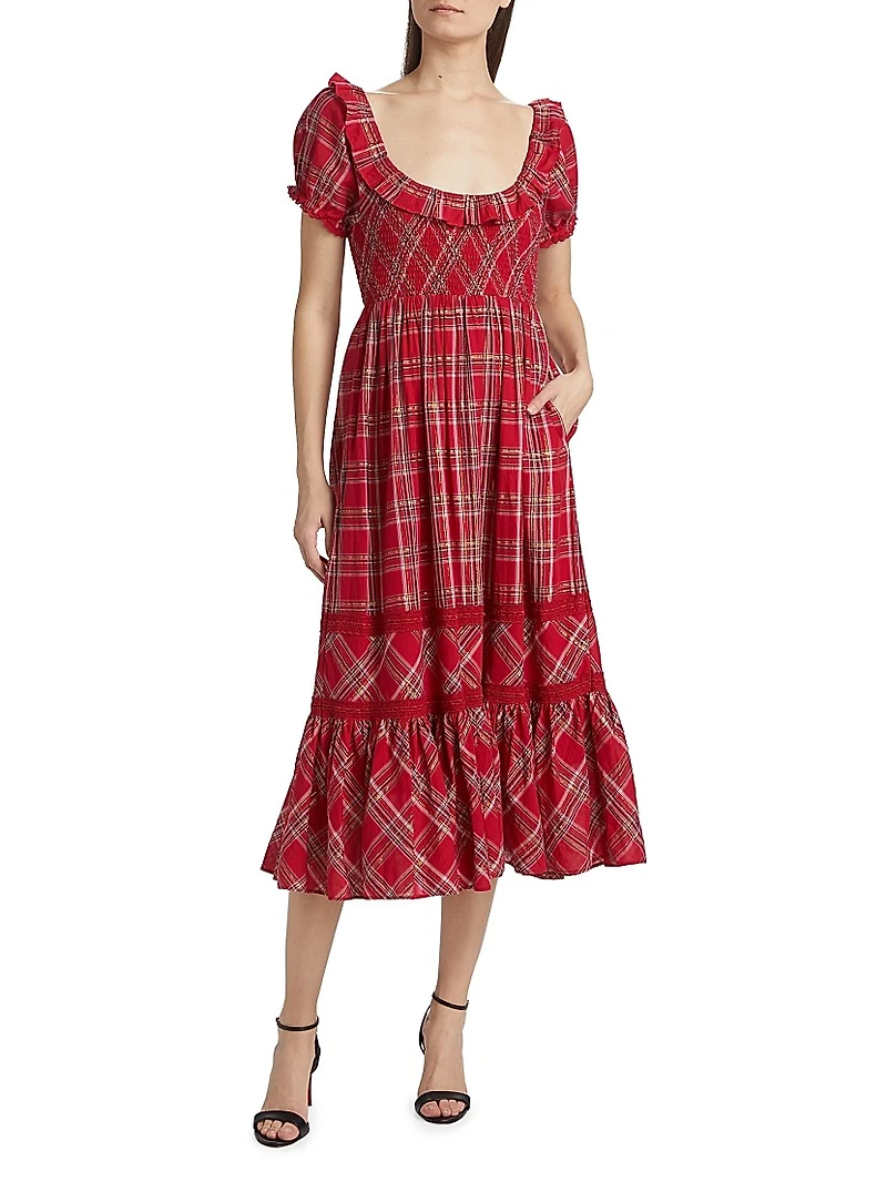 London Tartan Gerania Midi-Dress