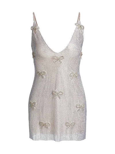 Crystal Lattice Bow Mesh Whilden Minidress