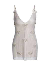 Crystal Lattice Bow Mesh Whilden Minidress