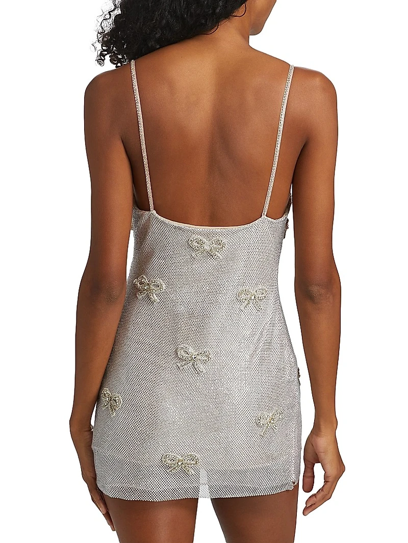 Crystal Lattice Bow Mesh Whilden Minidress