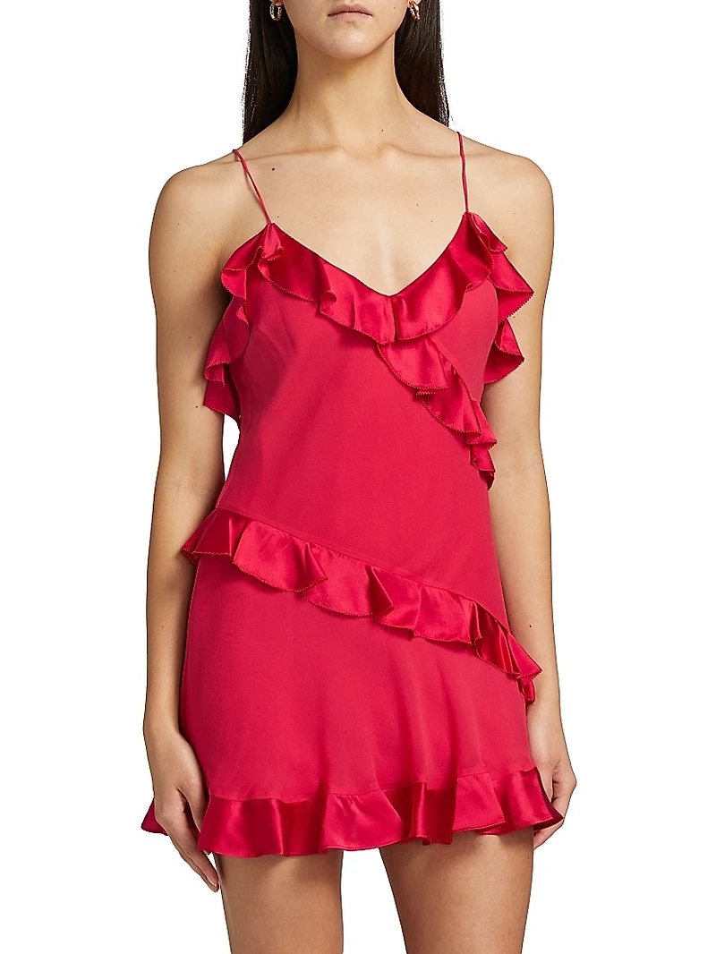 Midwinter Lomina Ruffled Silk Minidress
