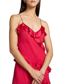 Midwinter Lomina Ruffled Silk Minidress