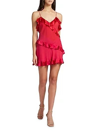 Midwinter Lomina Ruffled Silk Minidress