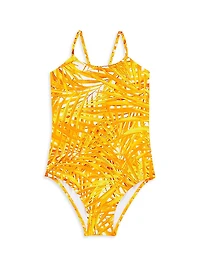 Little Girl's & Palm Leaves One-Piece Swimsuit