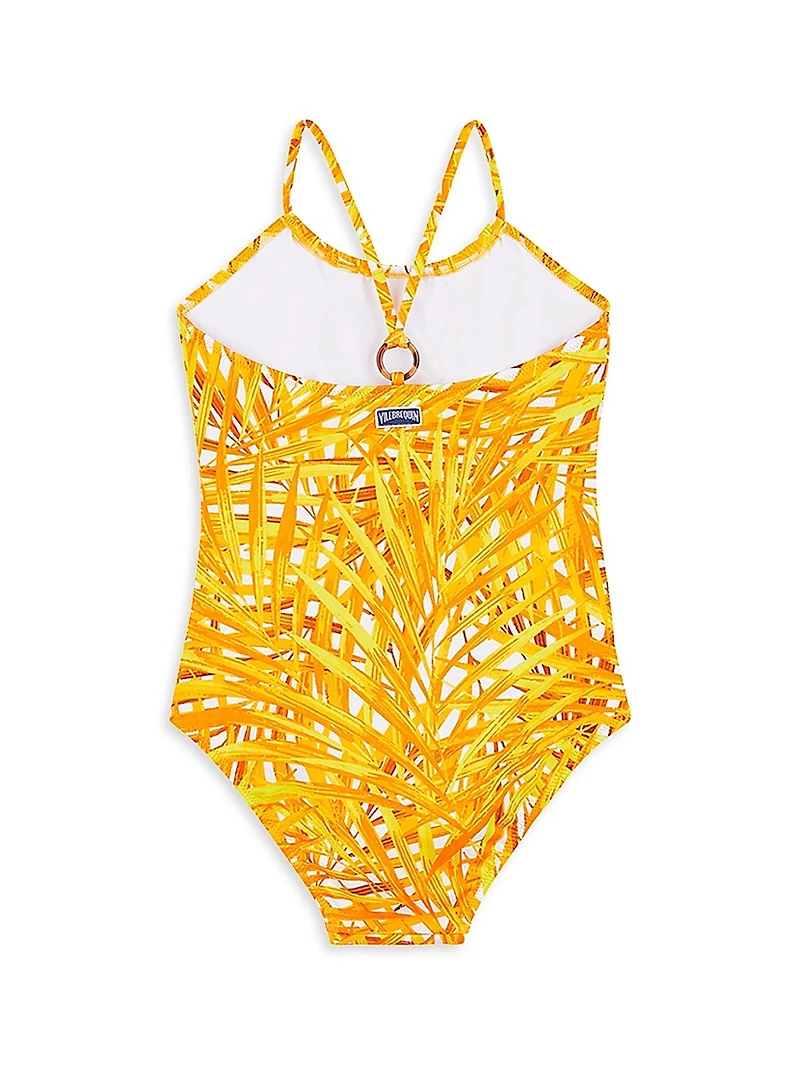 Little Girl's & Palm Leaves One-Piece Swimsuit