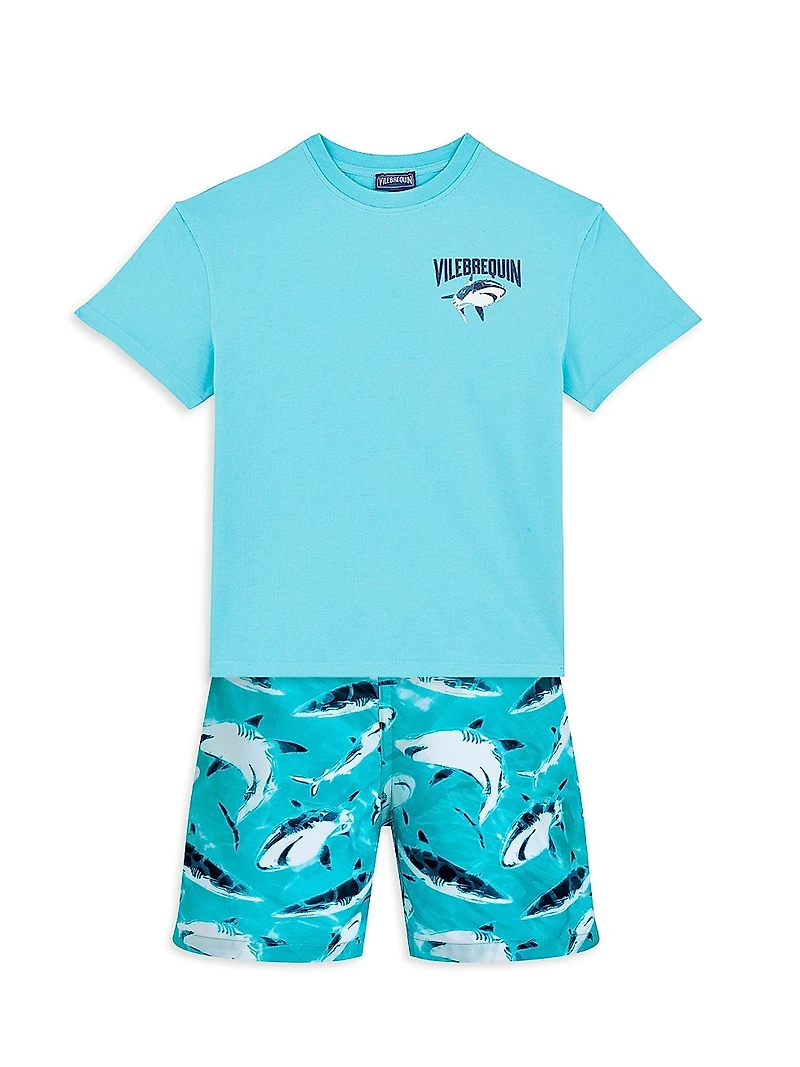 Little Boy's & Requins Swim Shorts