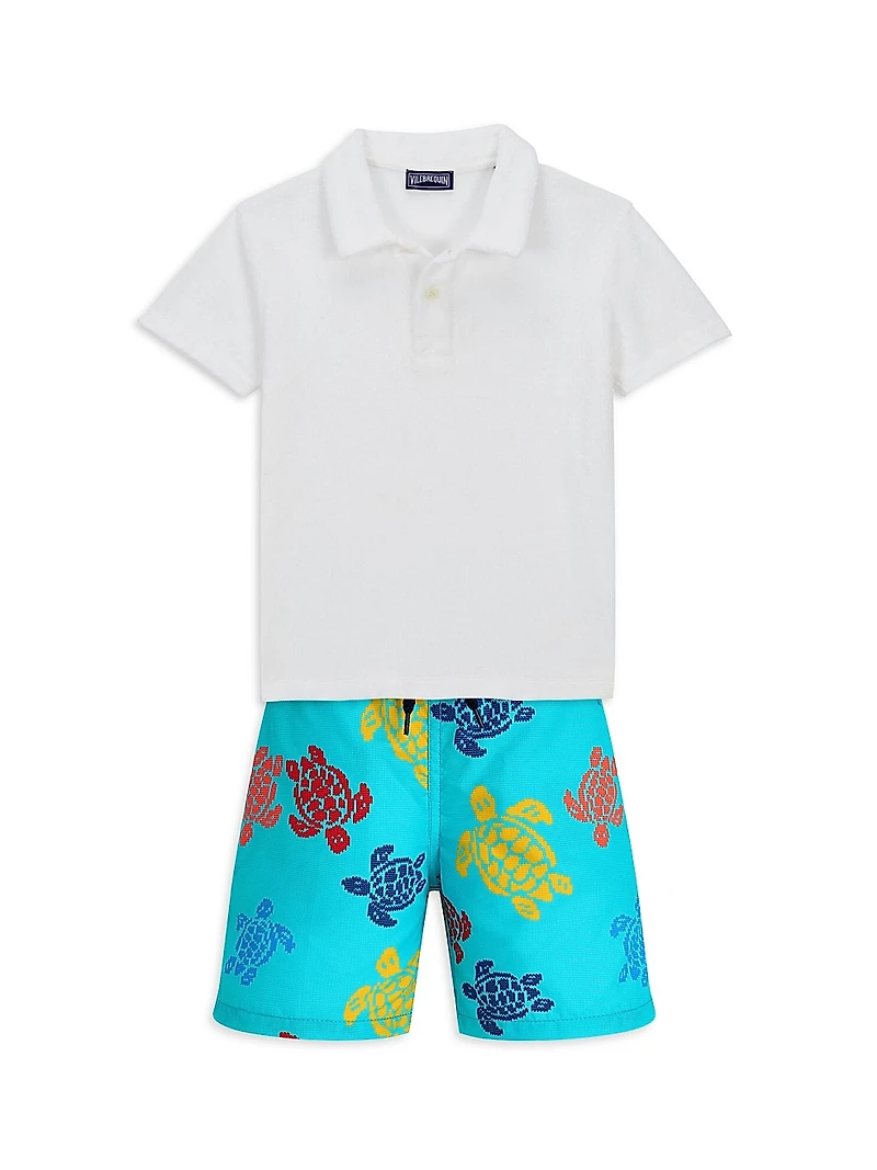 Little Boy's & Ronde Des Tortues Swim Shorts