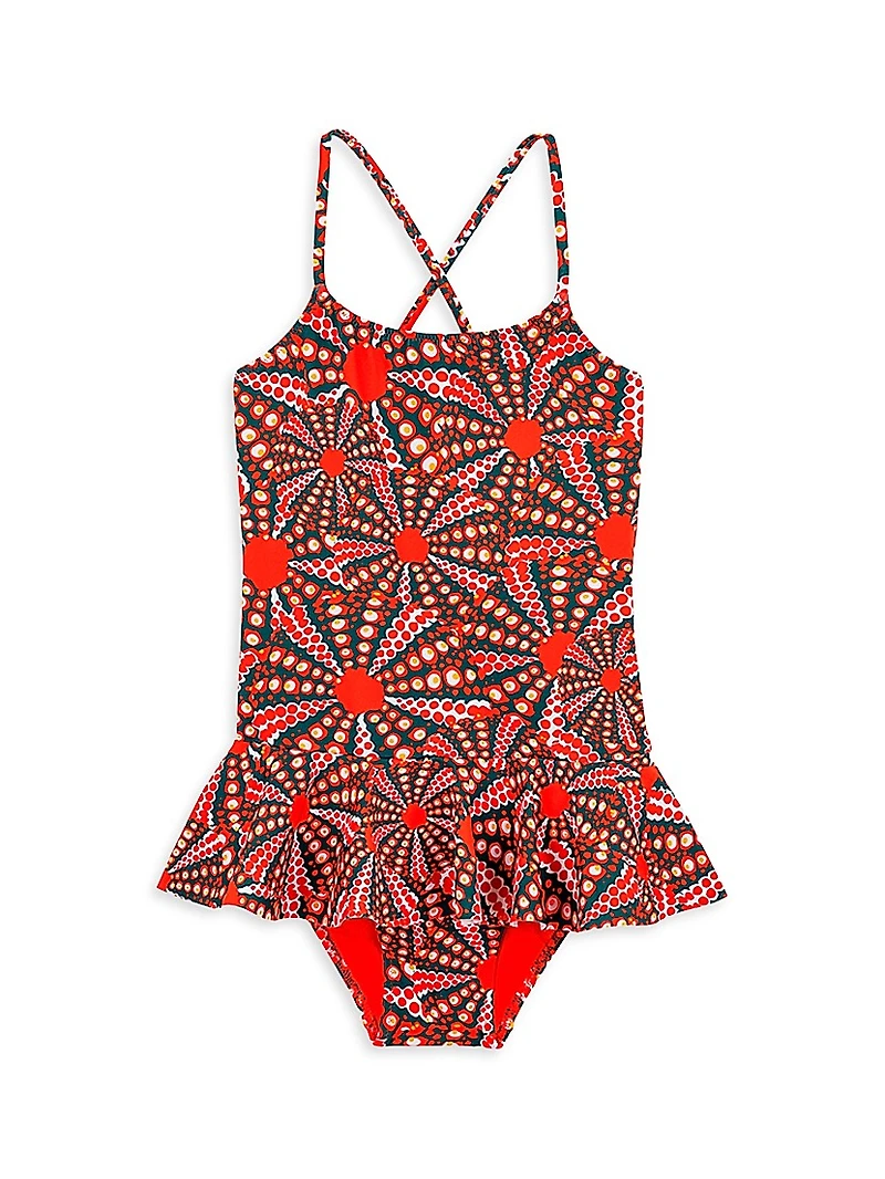 Little Girl's & Oursinades Peplum One-Piece Swimsuit