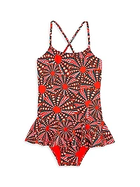 Little Girl's & Oursinades Peplum One-Piece Swimsuit