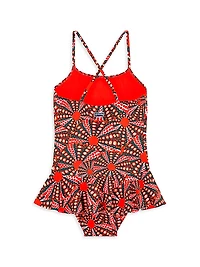 Little Girl's & Oursinades Peplum One-Piece Swimsuit
