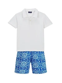 Little Boy's & Graphic Turtle Swim Shorts
