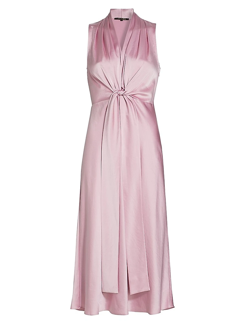 Jane Gathered Sateen Midi-Dress