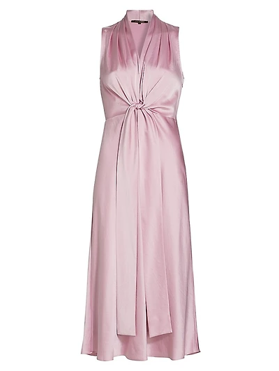 Jane Gathered Sateen Midi-Dress