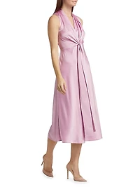 Jane Gathered Sateen Midi-Dress