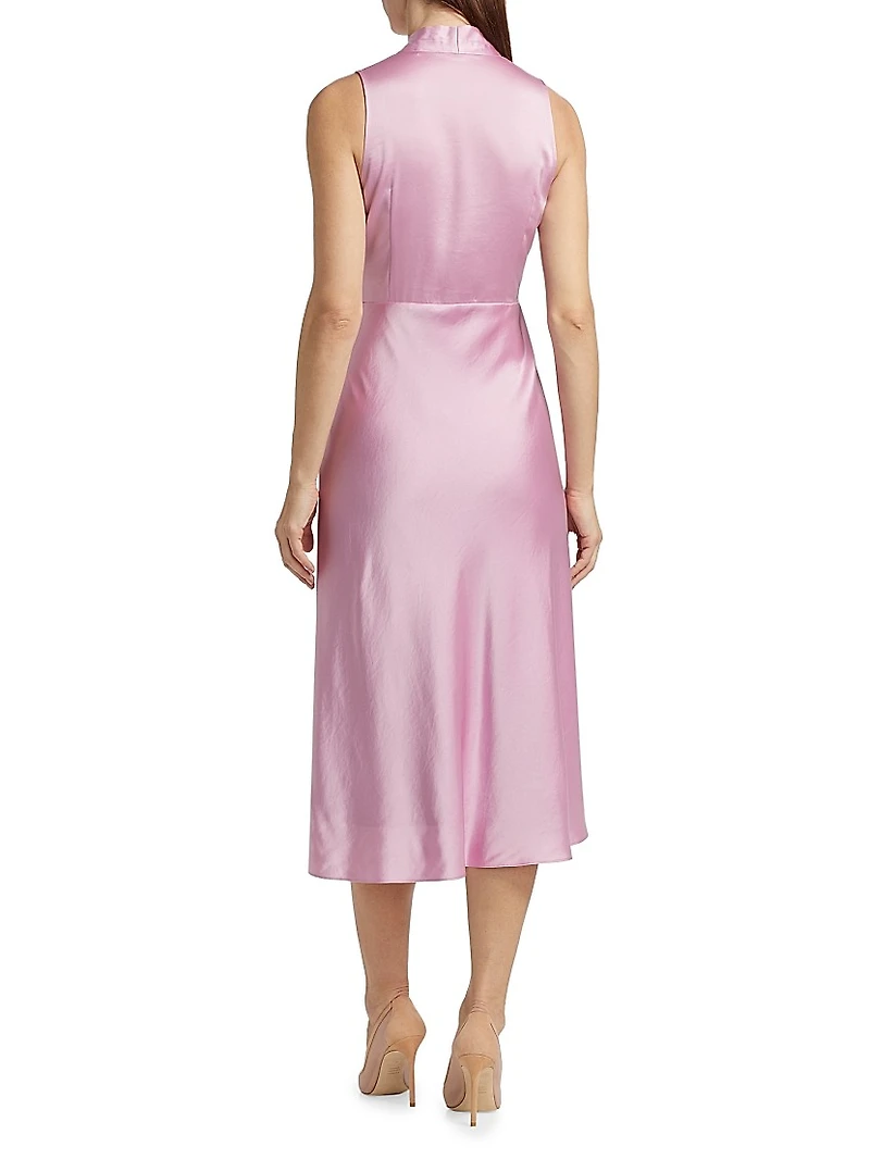 Jane Gathered Sateen Midi-Dress