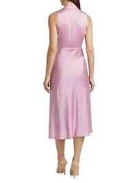 Jane Gathered Sateen Midi-Dress