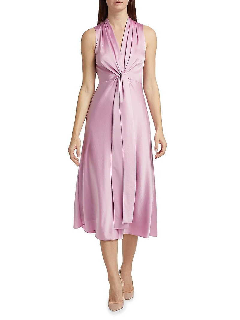 Jane Gathered Sateen Midi-Dress