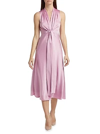 Jane Gathered Sateen Midi-Dress