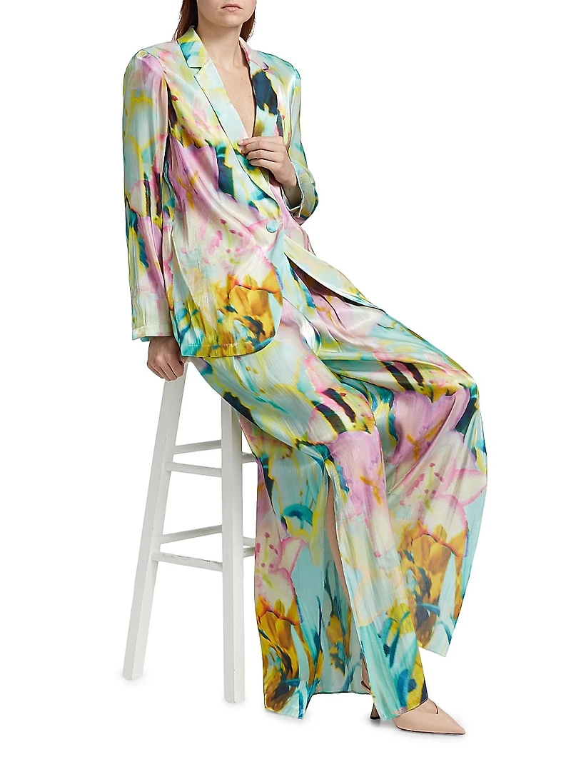 Joan Lotus Metallic Satin Jacket