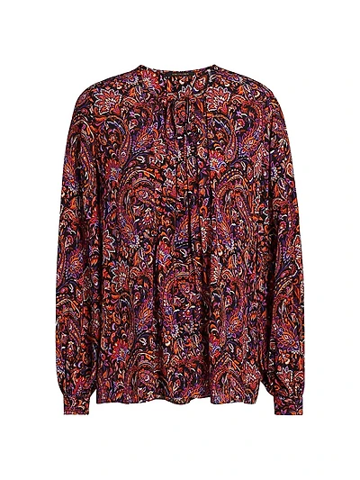 Roxanne Paisley Round-Neck Blouse