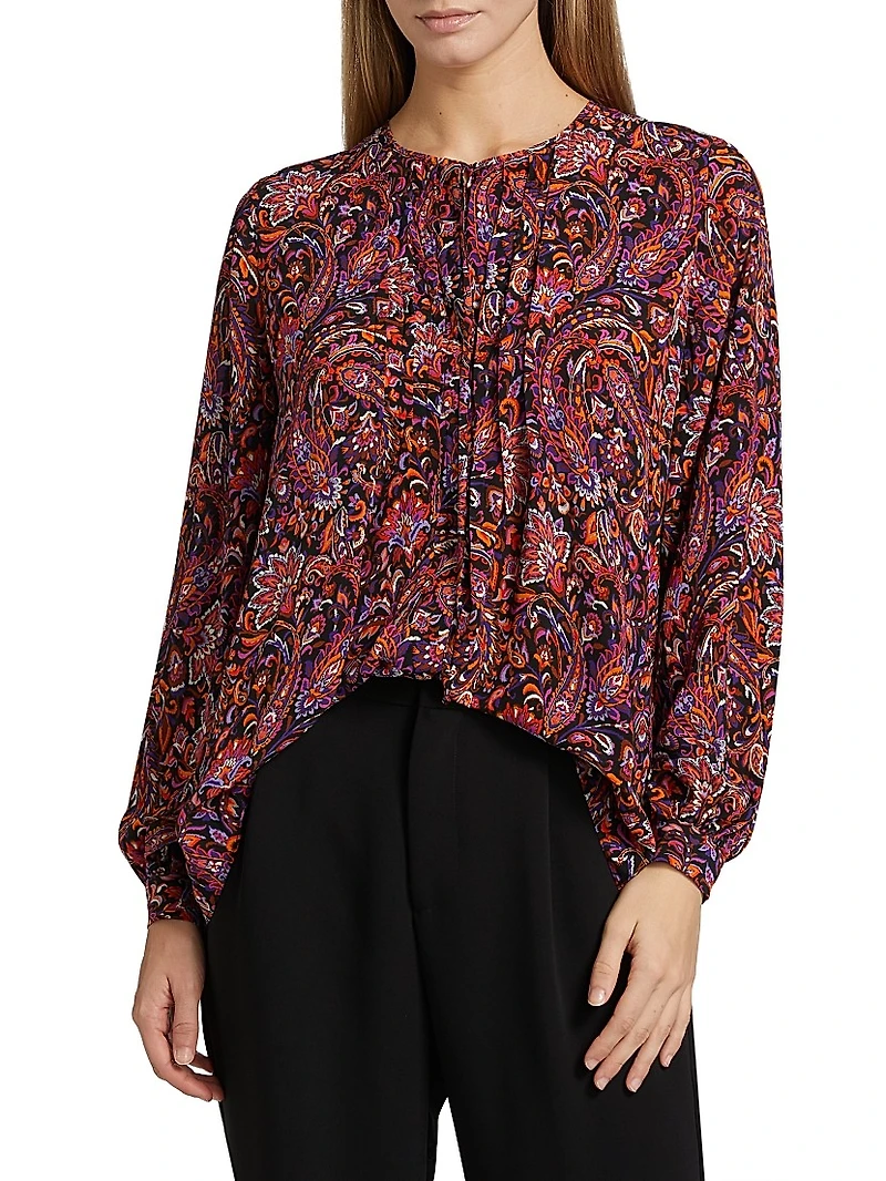 Roxanne Paisley Round-Neck Blouse