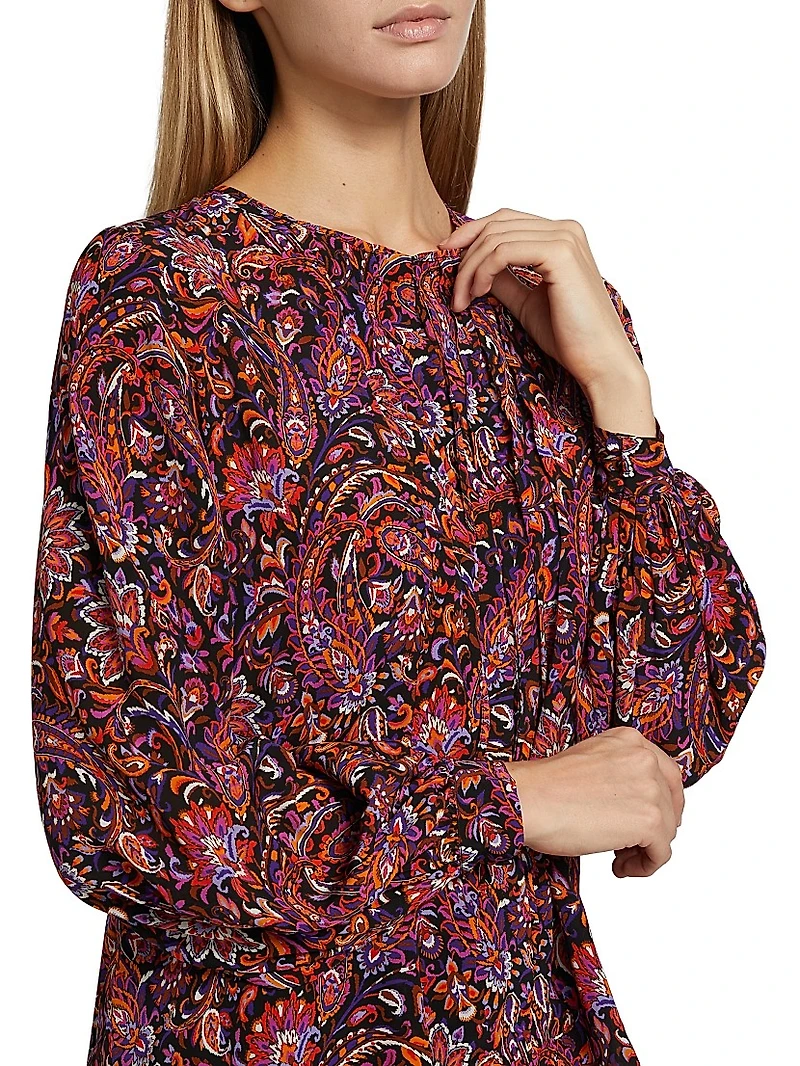 Roxanne Paisley Round-Neck Blouse