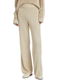 Sequined Knit Wide-Leg Pants