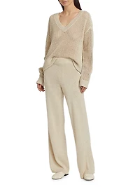 Sequined Knit Wide-Leg Pants