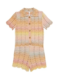 Little Girl's & Girl’s Tallow Chevron Knit Polo Shirt