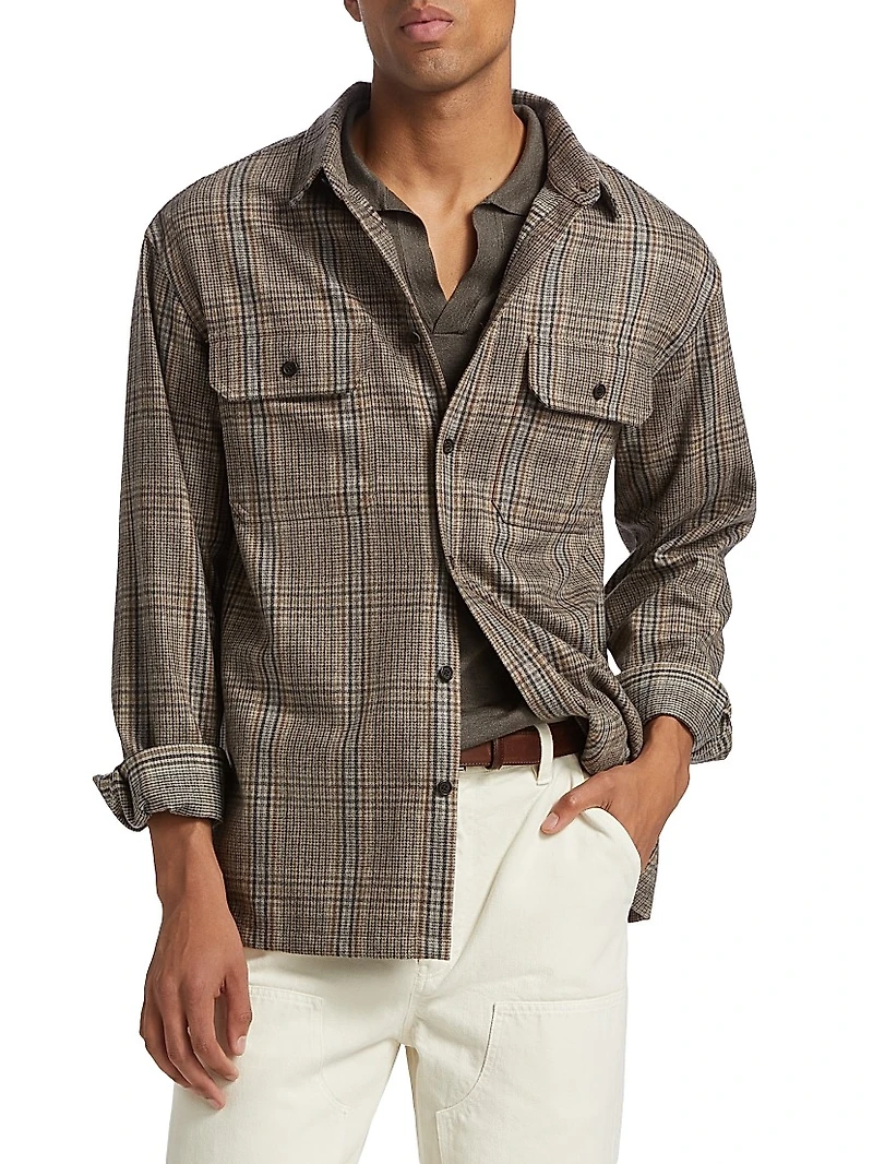 Evander Plaid Wool-Blend Work Shirt