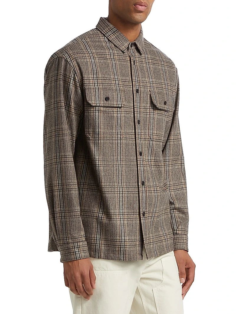 Evander Plaid Wool-Blend Work Shirt