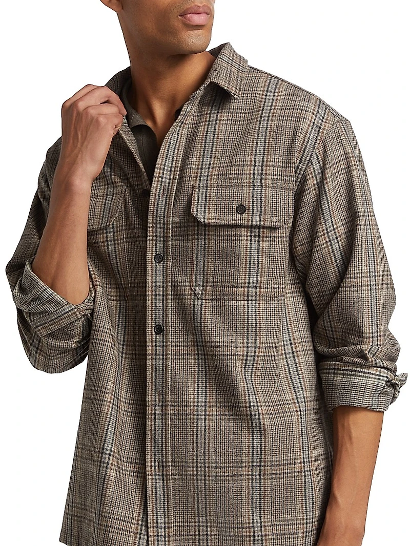 Evander Plaid Wool-Blend Work Shirt