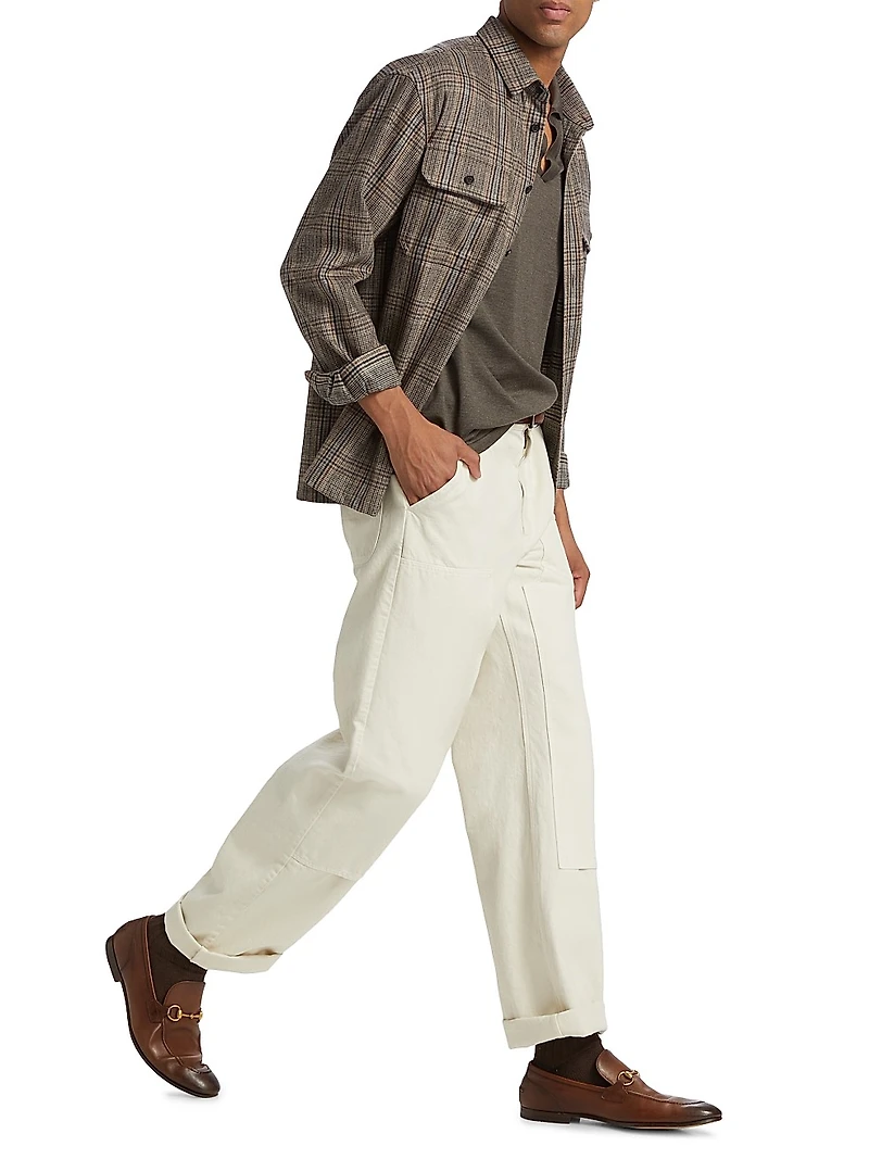 Evander Plaid Wool-Blend Work Shirt