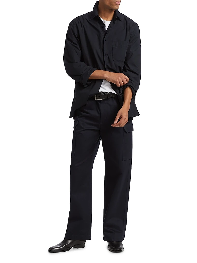Caiden Cotton Poplin Button-Front Shirt