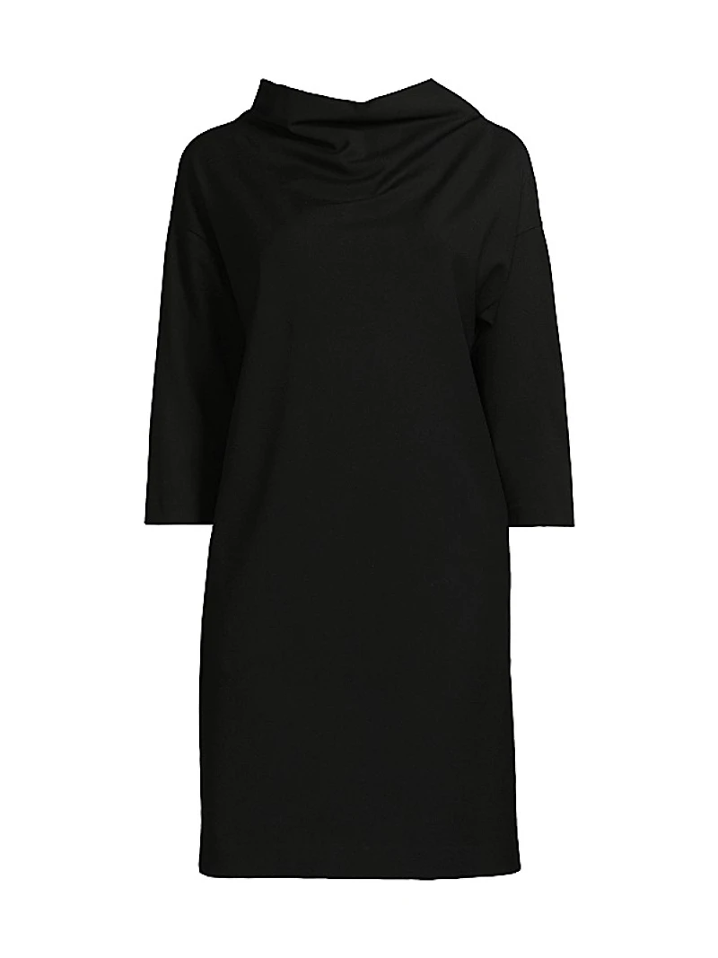 Funnel-Neck Shift Minidress