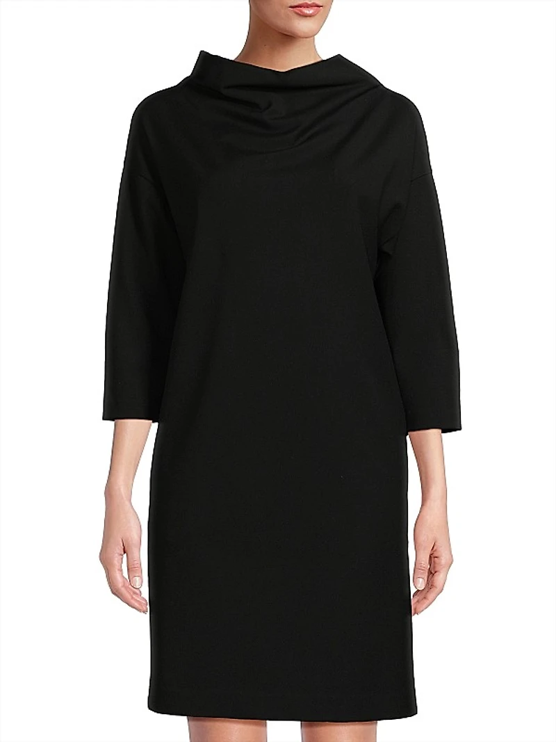 Funnel-Neck Shift Minidress