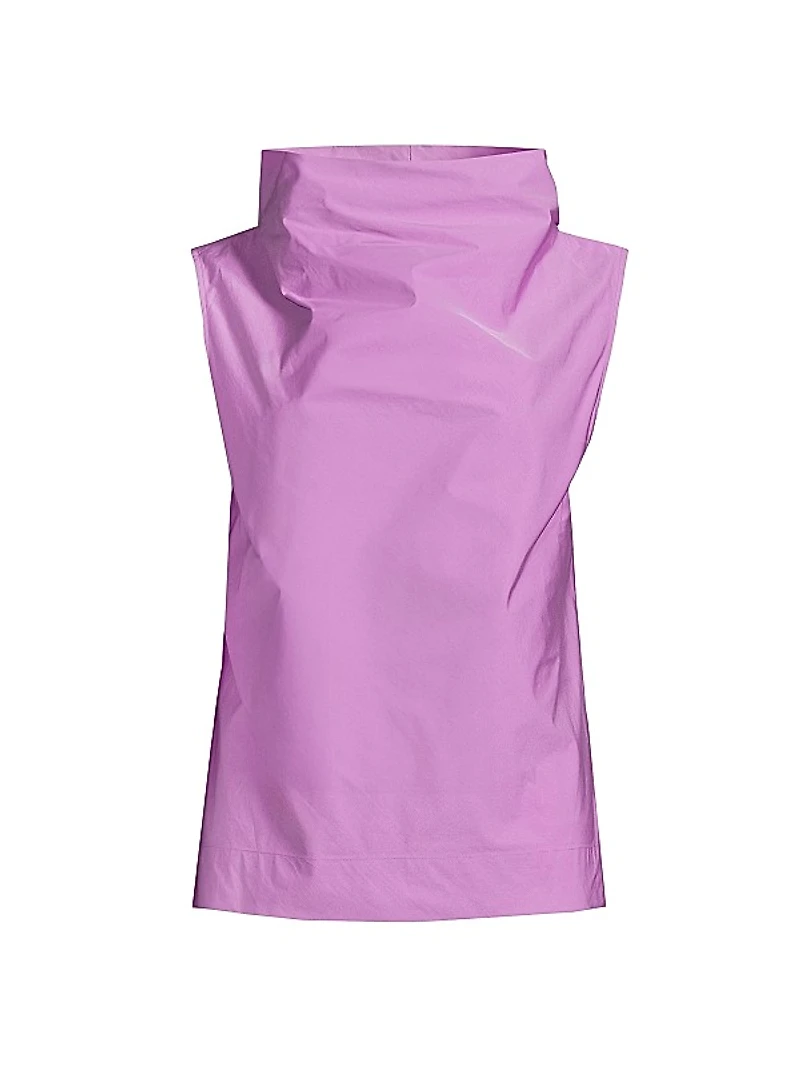 Taffeta Funnel-Neck Top
