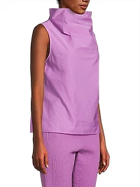 Taffeta Funnel-Neck Top