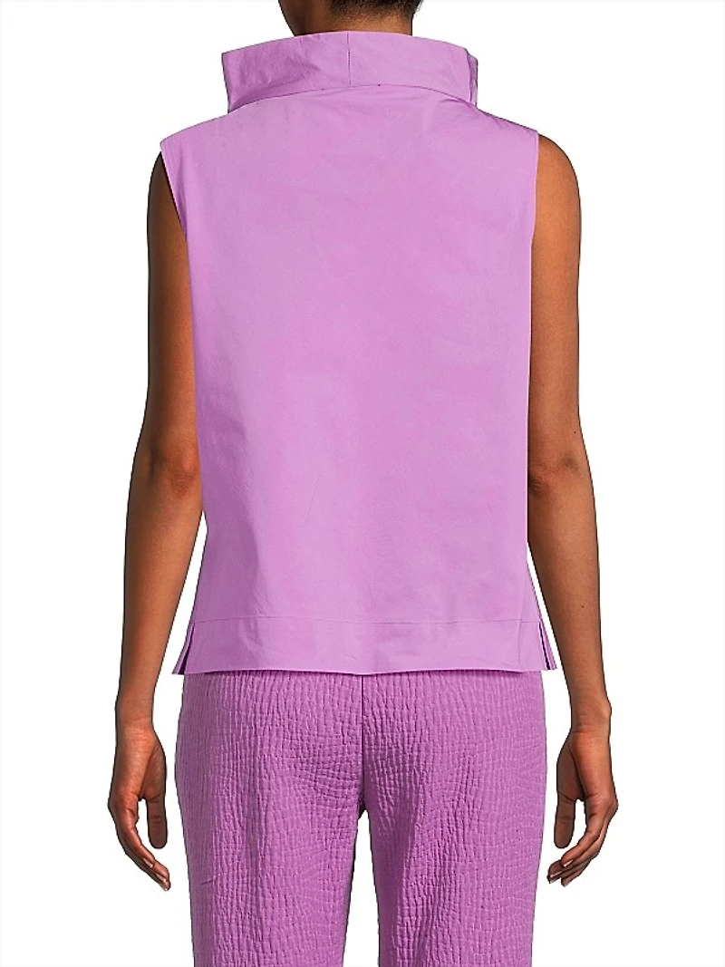 Taffeta Funnel-Neck Top